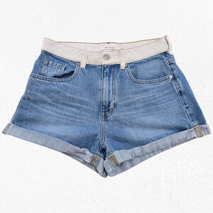PacSun Two Toned Mom Short Denim Shorts Blue Cream Contrast Shorts Size 26
